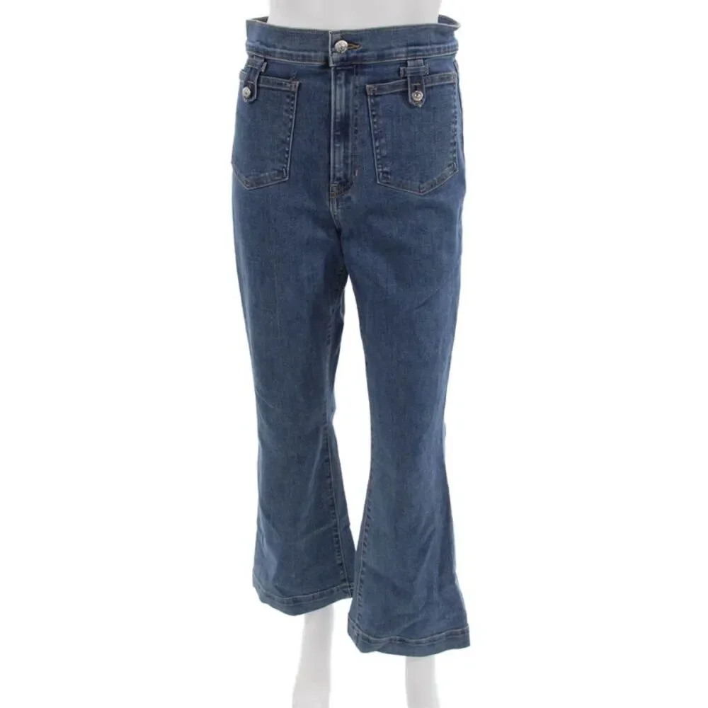 Veronica Beard Womens Ankle Flared Jeans Blue High Rise Button Size 30